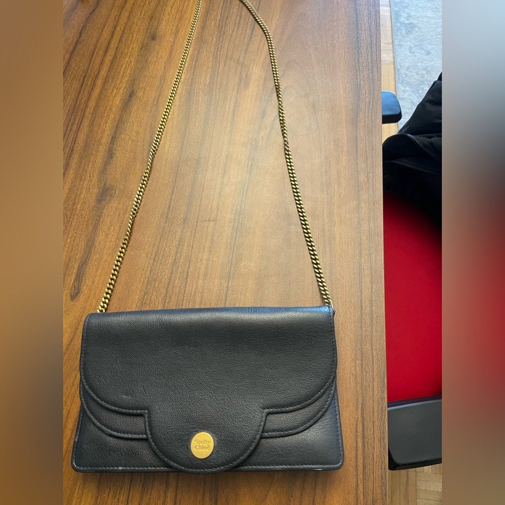 See by Chloe black cross body bag with gold chain